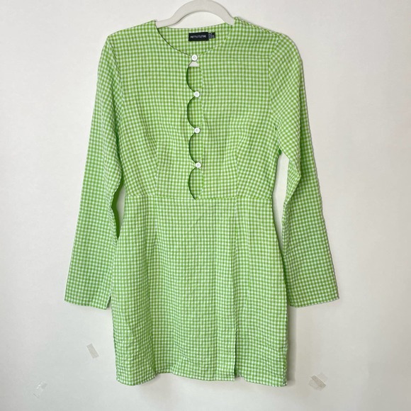 Women's Pretty Little Thing Gingham Y2k Dress Mini sz. 6 #KK - Picture 1 of 10